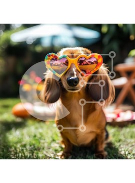 Intra Συλλεκτικό Ξύλινο Παζλ Plywood  4mm - Dachshund με γυαλιά ηλίου σε σχήμα καρδιάς Σε Ξύλινο Κουτί - Διαστάσεις: 10x10 cm – 25 κομμάτια