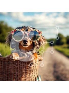 Intra Συλλεκτικό Ξύλινο Παζλ Plywood  4mm - Σκύλος με γυαλιά ηλίου που απολαμβάνει μια γραφική βόλτα Σε Ξύλινο Κουτί - Διαστάσεις: 10x10 cm – 25 κομμάτια