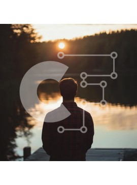 Intra Συλλεκτικό Ξύλινο Παζλ Plywood  4mm - Πρόσωπο που κοιτάζει το ηλιοβασίλεμα πάνω από μια λίμνη Σε Ξύλινο Κουτί - Διαστάσεις: 10x10 cm – 25 κομμάτια