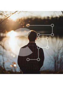 Intra Συλλεκτικό Ξύλινο Παζλ Plywood  4mm - Στοχαστική στιγμή δίπλα στο νερό στο ηλιοβασίλεμα Σε Ξύλινο Κουτί - Διαστάσεις: 10x10 cm – 25 κομμάτια