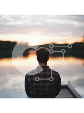 Intra Συλλεκτικό Ξύλινο Παζλ Plywood  4mm - Στοχαστική στιγμή δίπλα στη λίμνη στο ηλιοβασίλεμα Σε Ξύλινο Κουτί - Διαστάσεις: 10x10 cm – 25 κομμάτια