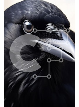 Σετ των 2 Intra Συλλεκτικό Ξύλινο Παζλ Plywood  4mm - Κοντινό πλάνο ενός κορακιού Σε Ξύλινο Κουτί - Διαστάσεις: 10x10 cm – 25 κομμάτια