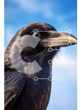 Σετ των 2 Intra Συλλεκτικό Ξύλινο Παζλ Plywood  4mm - Κοντινό πλάνο ενός κορακιού ενάντια στο Blue Sky Σε Ξύλινο Κουτί - Διαστάσεις: 10x10 cm – 25 κομμάτια