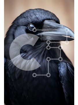 Σετ των 2 Intra Συλλεκτικό Ξύλινο Παζλ Plywood  4mm - Κοντινό πλάνο ενός κορακιού Σε Ξύλινο Κουτί - Διαστάσεις: 10x10 cm – 25 κομμάτια