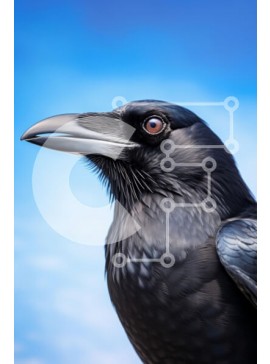 Σετ των 2 Intra Συλλεκτικό Ξύλινο Παζλ Plywood  4mm - Κοντινό πλάνο ενός κορακιού ενάντια στο Blue Sky Σε Ξύλινο Κουτί - Διαστάσεις: 10x10 cm – 25 κομμάτια