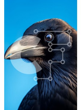 Σετ των 2 Intra Συλλεκτικό Ξύλινο Παζλ Plywood  4mm - Κοντινό πλάνο ενός κορακιού ενάντια στον μπλε ουρανό Σε Ξύλινο Κουτί - Διαστάσεις: 10x10 cm – 25 κομμάτια