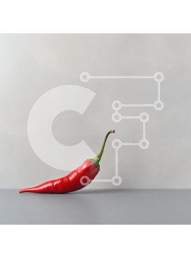 Σετ των 2 Intra Συλλεκτικό Ξύλινο Παζλ Plywood  4mm - Ζωντανό κόκκινο πιπέρι τσίλι σε γκρίζα επιφάνεια Σε Ξύλινο Κουτί - Διαστάσεις: 10x10 cm – 25 κομμάτια