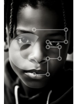 Intra Συλλεκτικό Ξύλινο Παζλ Plywood  4mm - Κοντινό πλάνο Πορτρέτο ενός νεαρού αγοριού σε μαύρο και άσπρο Σε Ξύλινο Κουτί - Διαστάσεις Puzzle: 10x10 cm – 25 κομμάτια