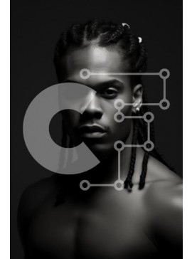 Intra Συλλεκτικό Ξύλινο Παζλ Plywood  4mm - Δραματικό πορτρέτο ενός άνδρα με πλεκτά μαλλιά Σε Ξύλινο Κουτί - Διαστάσεις Puzzle: 10x10 cm – 25 κομμάτια