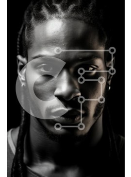 Intra Συλλεκτικό Ξύλινο Παζλ Plywood  4mm - Πορτρέτο ενός άνδρα με πλεκτά μαλλιά Σε Ξύλινο Κουτί - Διαστάσεις Puzzle: 10x10 cm – 25 κομμάτια