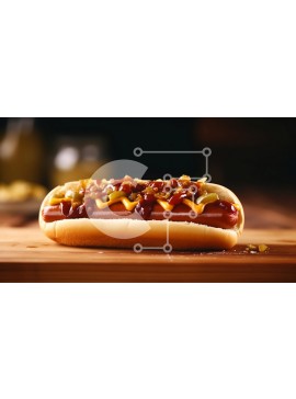 Σετ των 2 Intra Συλλεκτικό Ξύλινο Παζλ Plywood  4mm - Χοτ ντογκ με γαρνιτούρες σε ξύλινη επιφάνεια Σε Ξύλινο Κουτί - Διαστάσεις: 10x10 cm – 25 κομμάτια