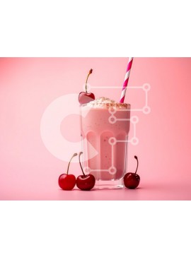 Σετ των 2 Intra Συλλεκτικό Ξύλινο Παζλ Plywood  4mm - Νόστιμο ροζ μιλκσέικ με κεράσια Σε Ξύλινο Κουτί - Διαστάσεις: 10x10 cm – 25 κομμάτια