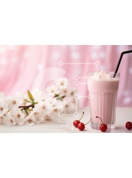 Σετ των 2 Intra Συλλεκτικό Ξύλινο Παζλ Plywood  4mm - Ροζ Milkshake με άνθη κερασιάς Σε Ξύλινο Κουτί - Διαστάσεις: 10x10 cm – 25 κομμάτια