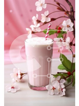 Σετ των 2 Intra Συλλεκτικό Ξύλινο Παζλ Plywood  4mm - Ροζ Milkshake με άνθη κερασιάς Σε Ξύλινο Κουτί - Διαστάσεις: 10x10 cm – 25 κομμάτια