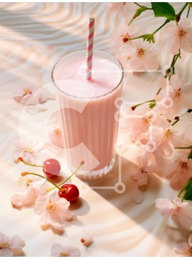 Σετ των 2 Intra Συλλεκτικό Ξύλινο Παζλ Plywood  4mm - Ροζ ρόφημα με κεράσια και άνθη Σε Ξύλινο Κουτί - Διαστάσεις: 10x10 cm – 25 κομμάτια