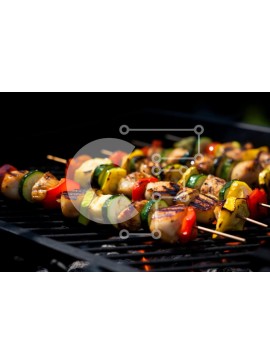 Σετ των 2 Intra Συλλεκτικό Ξύλινο Παζλ Plywood  4mm - Σουβλάκια κοτόπουλου και λαχανικών στη σχάρα Σε Ξύλινο Κουτί - Διαστάσεις: 10x10 cm – 25 κομμάτια