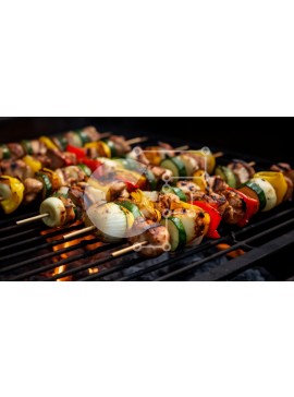 Σετ των 2 Intra Συλλεκτικό Ξύλινο Παζλ Plywood  4mm - Ψητά σουβλάκια στη σχάρα BBQ Σε Ξύλινο Κουτί - Διαστάσεις: 10x10 cm – 25 κομμάτια