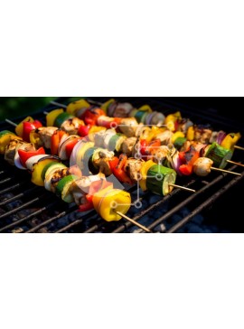 Σετ των 2 Intra Συλλεκτικό Ξύλινο Παζλ Plywood  4mm - Σουβλάκια λαχανικών και κοτόπουλου στη σχάρα Σε Ξύλινο Κουτί - Διαστάσεις: 10x10 cm – 25 κομμάτια