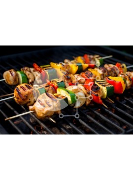 Σετ των 2 Intra Συλλεκτικό Ξύλινο Παζλ Plywood  4mm - Ψητά κεμπάπ σε σχάρα μπάρμπεκιου Σε Ξύλινο Κουτί - Διαστάσεις: 10x10 cm – 25 κομμάτια