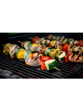 Σετ των 2 Intra Συλλεκτικό Ξύλινο Παζλ Plywood  4mm - Σουβλάκια κοτόπουλου και λαχανικών στη σχάρα Σε Ξύλινο Κουτί - Διαστάσεις: 10x10 cm – 25 κομμάτια