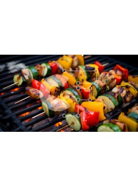 Σετ των 2 Intra Συλλεκτικό Ξύλινο Παζλ Plywood  4mm - Σουβλάκια κοτόπουλου και λαχανικών στη σχάρα Σε Ξύλινο Κουτί - Διαστάσεις: 10x10 cm – 25 κομμάτια