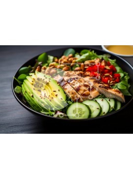 Σετ των 2 Intra Συλλεκτικό Ξύλινο Παζλ Plywood  4mm - Healthy Salad Bowl με αβοκάντο και ψητό κοτόπουλο Σε Ξύλινο Κουτί - Διαστάσεις: 10x10 cm – 25 κομμάτια