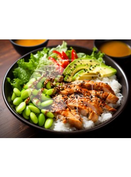 Σετ των 2 Intra Συλλεκτικό Ξύλινο Παζλ Plywood  4mm - Νόστιμο μπολ με ρύζι κοτόπουλο με λαχανικά Σε Ξύλινο Κουτί - Διαστάσεις: 10x10 cm – 25 κομμάτια