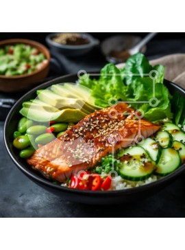 Σετ των 2 Intra Συλλεκτικό Ξύλινο Παζλ Plywood  4mm - Νόστιμο μπολ σολομού με φρέσκα λαχανικά Σε Ξύλινο Κουτί - Διαστάσεις: 10x10 cm – 25 κομμάτια