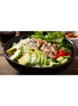 Σετ των 2 Intra Συλλεκτικό Ξύλινο Παζλ Plywood  4mm - Πολύχρωμο μπολ ρυζιού κοτόπουλου με φρέσκα λαχανικά Σε Ξύλινο Κουτί - Διαστάσεις: 10x10 cm – 25 κομμάτια