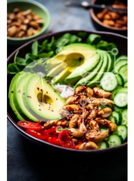 Σετ των 2 Intra Συλλεκτικό Ξύλινο Παζλ Plywood  4mm - Healthy Salad Bowl με αβοκάντο και κάσιους Σε Ξύλινο Κουτί - Διαστάσεις: 10x10 cm – 25 κομμάτια