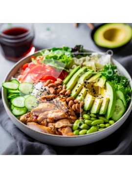 Σετ των 2 Intra Συλλεκτικό Ξύλινο Παζλ Plywood  4mm - Πολύχρωμο μπολ με φρέσκα υλικά με ψητό κοτόπουλο Σε Ξύλινο Κουτί - Διαστάσεις: 10x10 cm – 25 κομμάτια