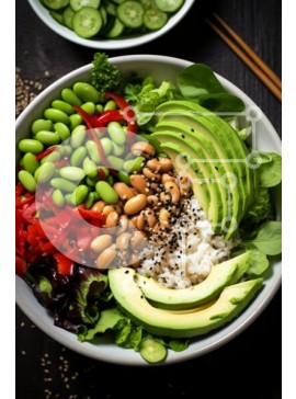 Σετ των 2 Intra Συλλεκτικό Ξύλινο Παζλ Plywood  4mm - Πολύχρωμο Salad Bowl με αβοκάντο και Edamame Σε Ξύλινο Κουτί - Διαστάσεις: 10x10 cm – 25 κομμάτια