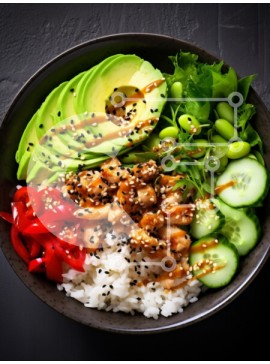 Σετ των 2 Intra Συλλεκτικό Ξύλινο Παζλ Plywood  4mm - Υγιεινό μπολ με κοτόπουλο, αβοκάντο και λαχανικά Σε Ξύλινο Κουτί - Διαστάσεις: 10x10 cm – 25 κομμάτια