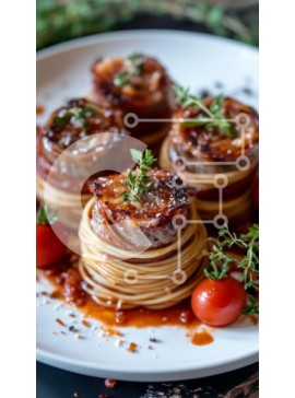 Intra Συλλεκτικό Ξύλινο Παζλ Plywood  4mm - Γκουρμέ σπαγγέτι με ρολό κρέατος Σε Ξύλινο Κουτί - Διαστάσεις: 10x10 cm – 25 κομμάτια