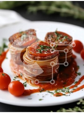 Σετ των 2 Intra Συλλεκτικό Ξύλινο Παζλ Plywood  4mm - Δημιουργικό πιάτο με σπαγγέτι και κρέας Σε Ξύλινο Κουτί - Διαστάσεις: 10x10 cm – 25 κομμάτια