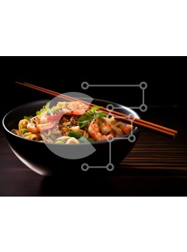 Σετ των 2 Intra Συλλεκτικό Ξύλινο Παζλ Plywood  4mm - Noodles γαρίδας σε μαύρο μπολ Σε Ξύλινο Κουτί - Διαστάσεις: 10x10 cm – 25 κομμάτια