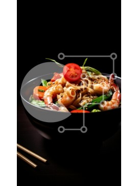 Intra Συλλεκτικό Ξύλινο Παζλ Plywood  4mm - Νόστιμα νουντλς γαρίδας με λαχανικά Σε Ξύλινο Κουτί - Διαστάσεις: 10x10 cm – 25 κομμάτια