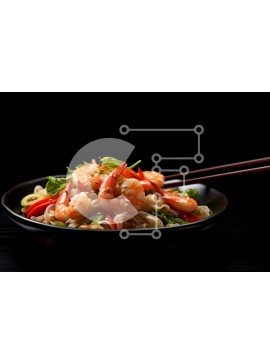 Σετ των 2 Intra Συλλεκτικό Ξύλινο Παζλ Plywood  4mm - Γαρίδες Stir-Fry με νουντλς και λαχανικά Σε Ξύλινο Κουτί - Διαστάσεις: 10x10 cm – 25 κομμάτια