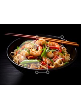 Σετ των 2 Intra Συλλεκτικό Ξύλινο Παζλ Plywood  4mm - Γαρίδες Stir-Fry με Noodles Σε Ξύλινο Κουτί - Διαστάσεις: 10x10 cm – 25 κομμάτια