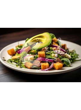 Σετ των 2 Intra Συλλεκτικό Ξύλινο Παζλ Plywood  4mm - Φρέσκια σαλάτα με αβοκάντο και τυρί φέτα Σε Ξύλινο Κουτί - Διαστάσεις: 10x10 cm – 25 κομμάτια