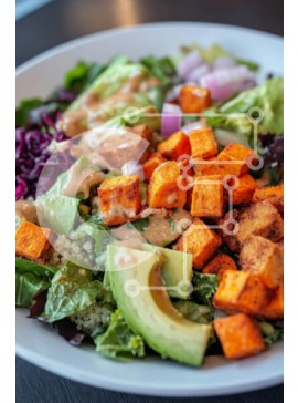 Σετ των 2 Intra Συλλεκτικό Ξύλινο Παζλ Plywood  4mm - Φρέσκια και πολύχρωμη σαλάτα με ψητές γλυκοπατάτες Σε Ξύλινο Κουτί - Διαστάσεις: 10x10 cm – 25 κομμάτια