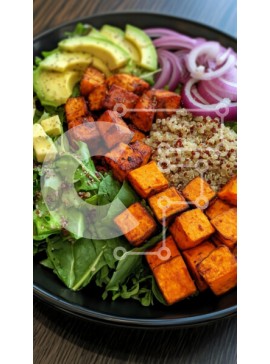 Intra Συλλεκτικό Ξύλινο Παζλ Plywood  4mm - Ζωντανή σαλάτα με ψητές γλυκοπατάτες και κινόα Σε Ξύλινο Κουτί - Διαστάσεις: 10x10 cm – 25 κομμάτια