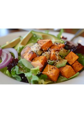 Σετ των 2 Intra Συλλεκτικό Ξύλινο Παζλ Plywood  4mm - Πολύχρωμη σαλάτα ψητής γλυκοπατάτας Σε Ξύλινο Κουτί - Διαστάσεις: 10x10 cm – 25 κομμάτια