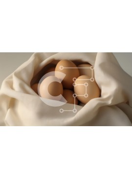 Σετ των 2 Intra Συλλεκτικό Ξύλινο Παζλ Plywood  4mm - Φρέσκα καφέ αυγά σε λευκό ύφασμα Σε Ξύλινο Κουτί - Διαστάσεις: 10x10 cm – 25 κομμάτια