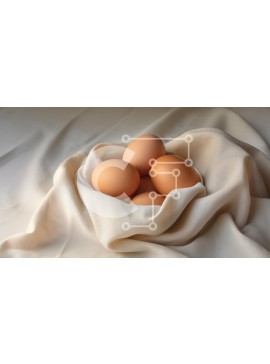 Σετ των 2 Intra Συλλεκτικό Ξύλινο Παζλ Plywood  4mm - Φρέσκα καφέ αυγά σε λευκό ύφασμα Σε Ξύλινο Κουτί - Διαστάσεις: 10x10 cm – 25 κομμάτια