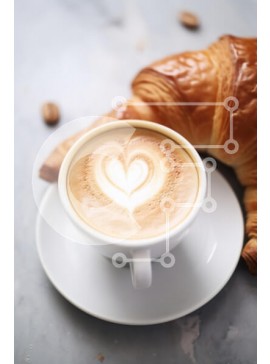 Σετ των 2 Intra Συλλεκτικό Ξύλινο Παζλ Plywood  4mm - Latte Art με κρουασάν Σε Ξύλινο Κουτί - Διαστάσεις: 10x10 cm – 25 κομμάτια