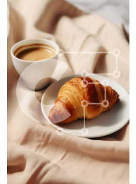 Σετ των 2 Intra Συλλεκτικό Ξύλινο Παζλ Plywood  4mm - Πρωινό με κρουασάν και καφέ Σε Ξύλινο Κουτί - Διαστάσεις: 10x10 cm – 25 κομμάτια