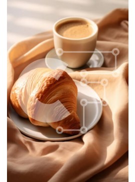 Σετ των 2 Intra Συλλεκτικό Ξύλινο Παζλ Plywood  4mm - Πρωινό με κρουασάν και καφέ Σε Ξύλινο Κουτί - Διαστάσεις: 10x10 cm – 25 κομμάτια