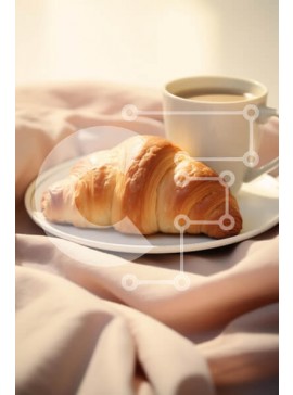 Σετ των 2 Intra Συλλεκτικό Ξύλινο Παζλ Plywood  4mm - Κρουασάν με καφέ σε φόντο από μαλακό ύφασμα Σε Ξύλινο Κουτί - Διαστάσεις: 10x10 cm – 25 κομμάτια