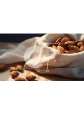 Σετ των 2 Intra Συλλεκτικό Ξύλινο Παζλ Plywood  4mm - Αμύγδαλα σε ένα πανί σε μια ξύλινη επιφάνεια Σε Ξύλινο Κουτί - Διαστάσεις: 10x10 cm – 25 κομμάτια